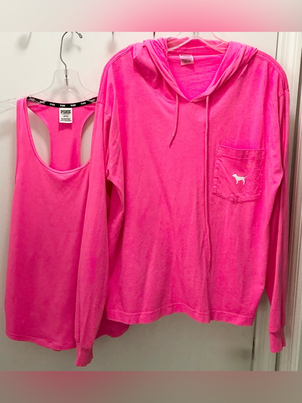 PINK Victoria's Secret PINK Neon Pink Hoodie & Tank Set